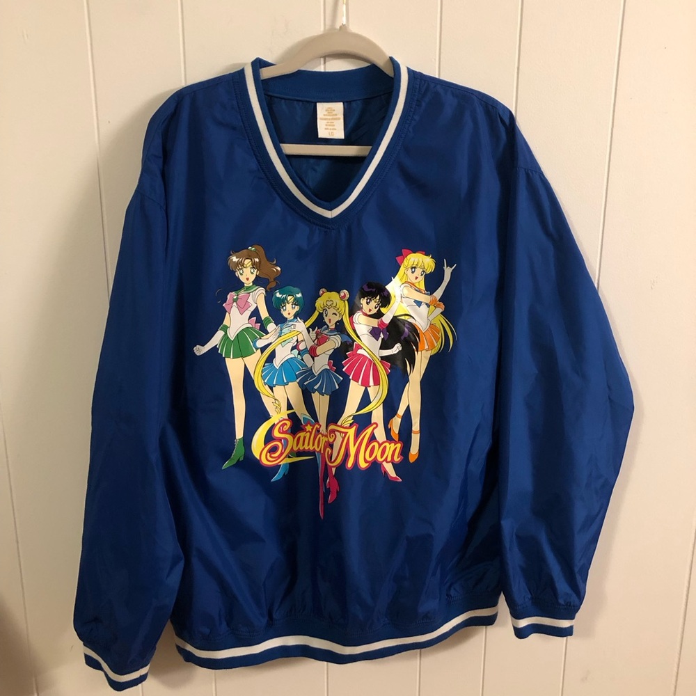 Sailor Moon Guardians Graphic BoxLunch Blue Pullover Windbreaker Unisex Large